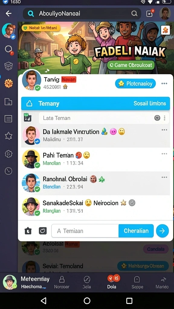Fitur interaksi dengan pengguna lain dalam mode multiplayer.